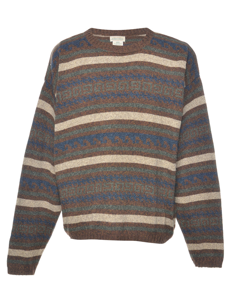 Striped Brown Jumper - L