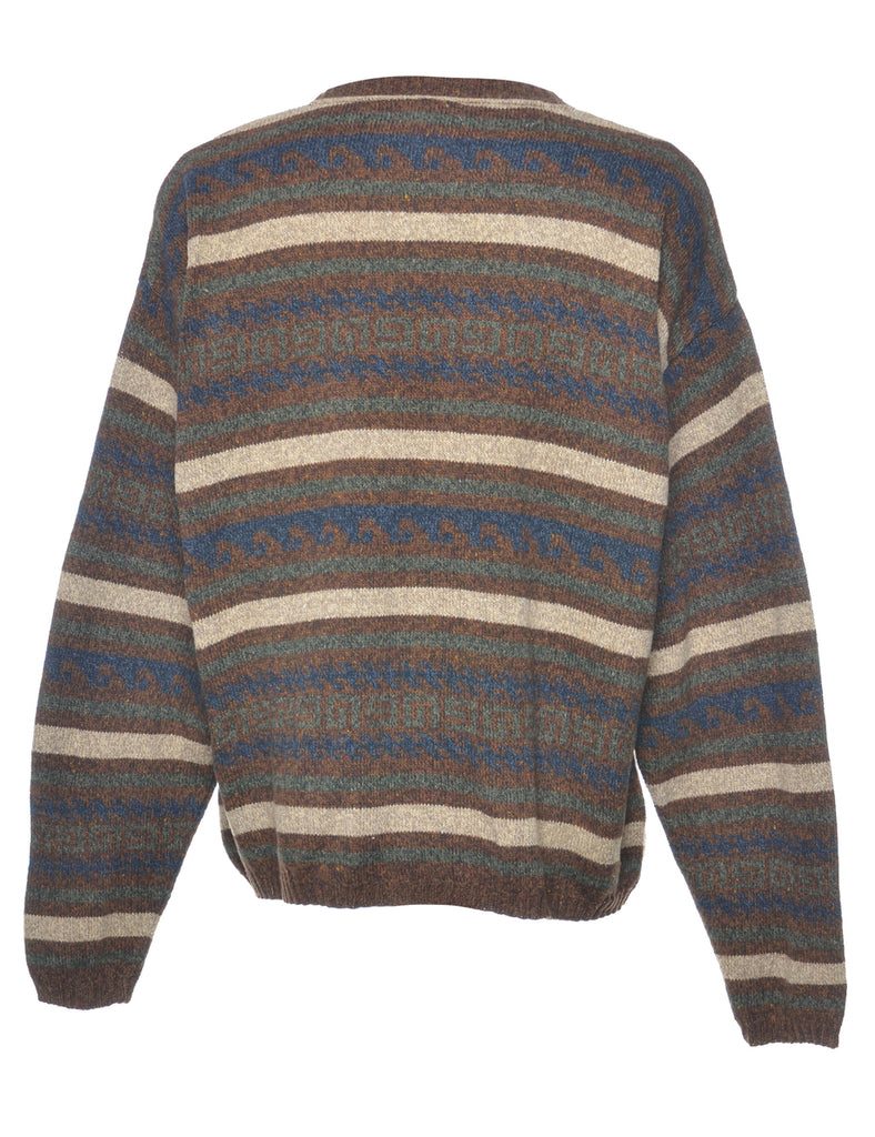 Striped Brown Jumper - L