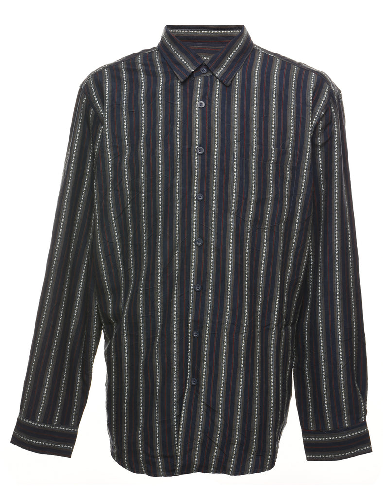 Striped Dark Green & Navy Shirt - XL