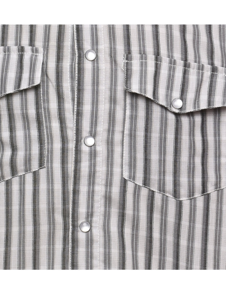 Striped Grey & White Western Shirt - L