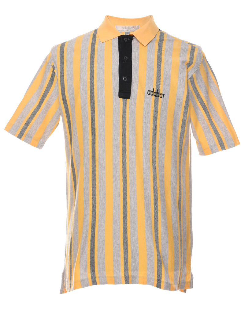 Striped Grey & Yellow Adabar Polo Shirt - M