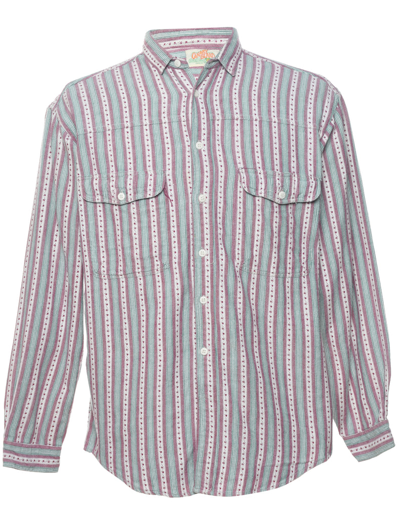 Striped Maroon & Green Shirt - M