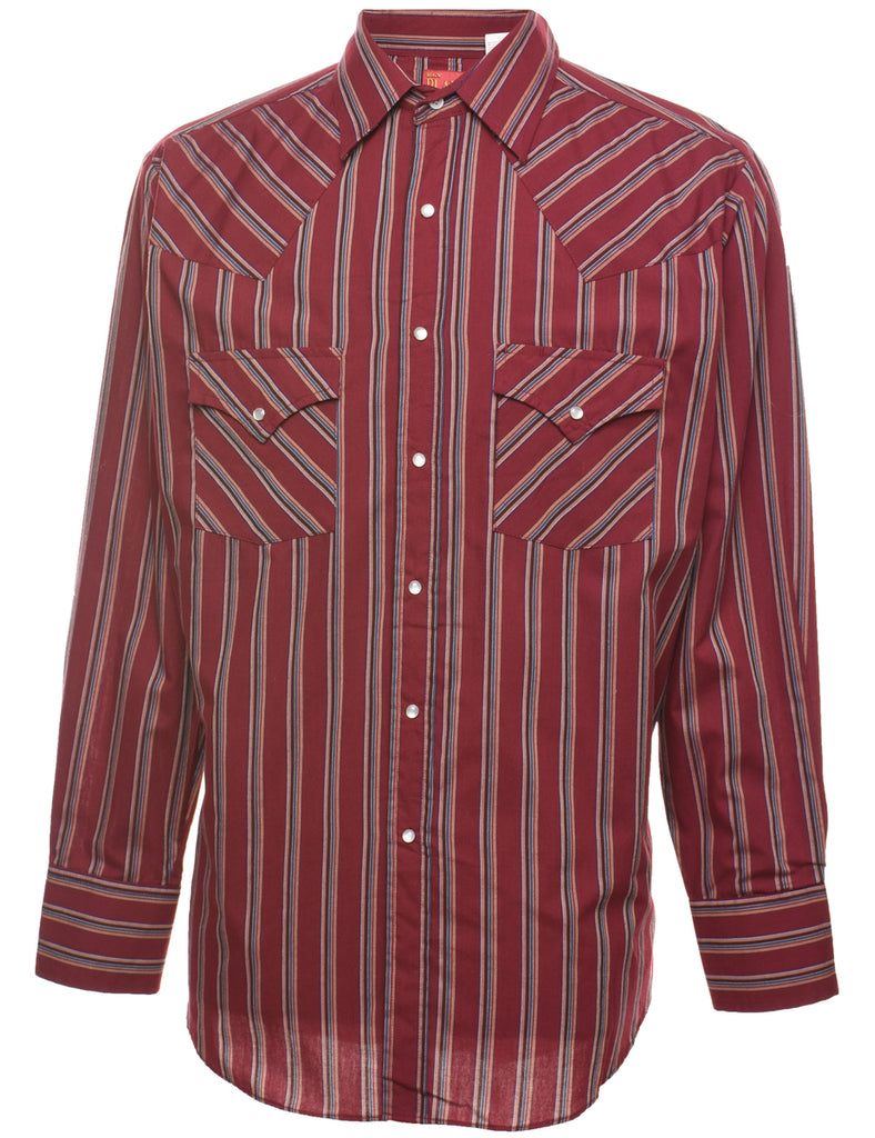 Striped Maroon Western Shirt - M