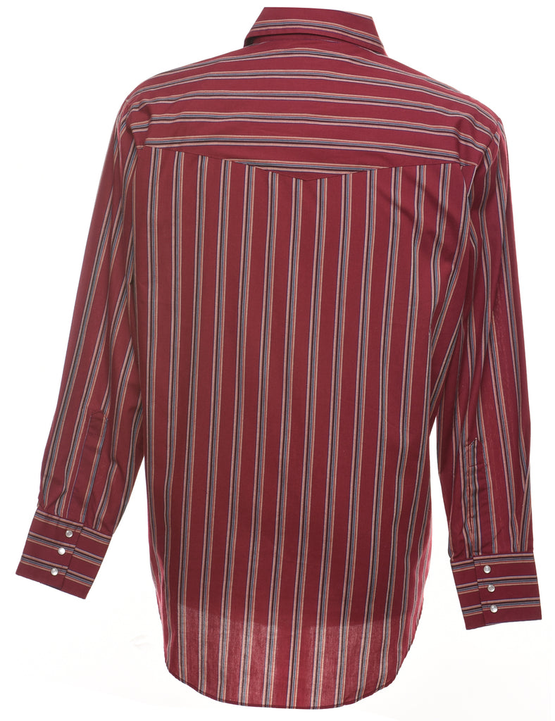 Striped Maroon Western Shirt - M