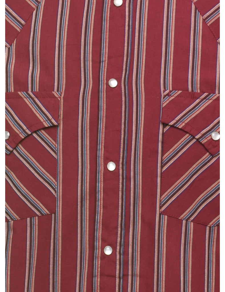 Striped Maroon Western Shirt - M