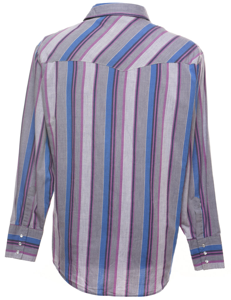 Striped Multi-Colour Western Shirt - L