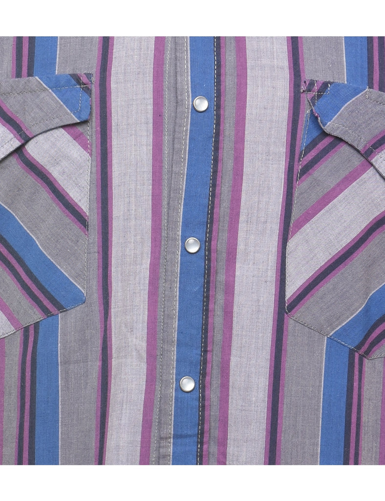 Striped Multi-Colour Western Shirt - L