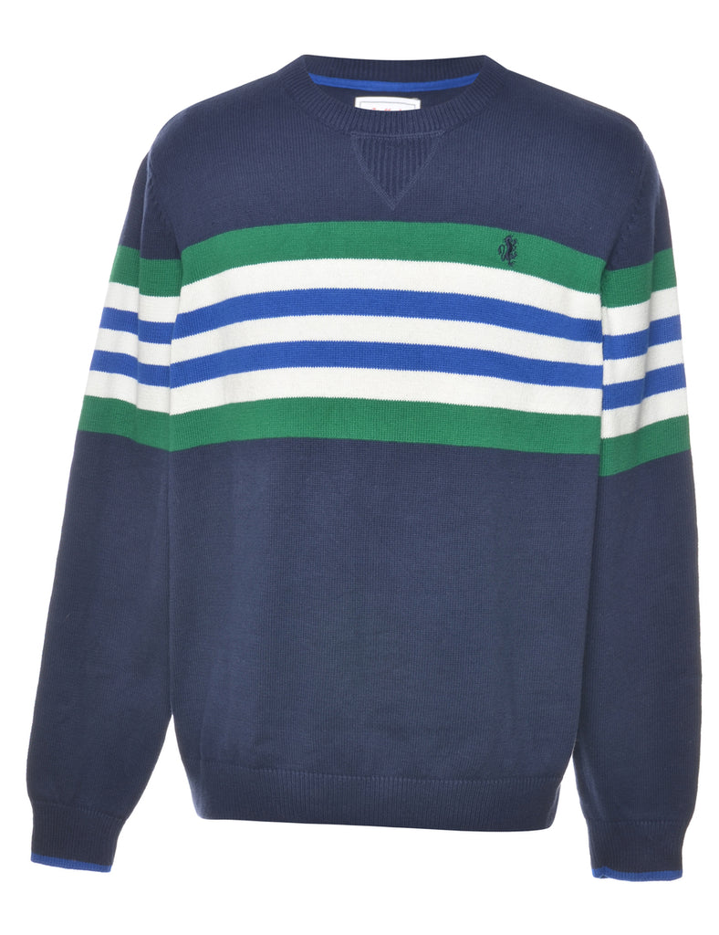 Striped Navy Jumper - L