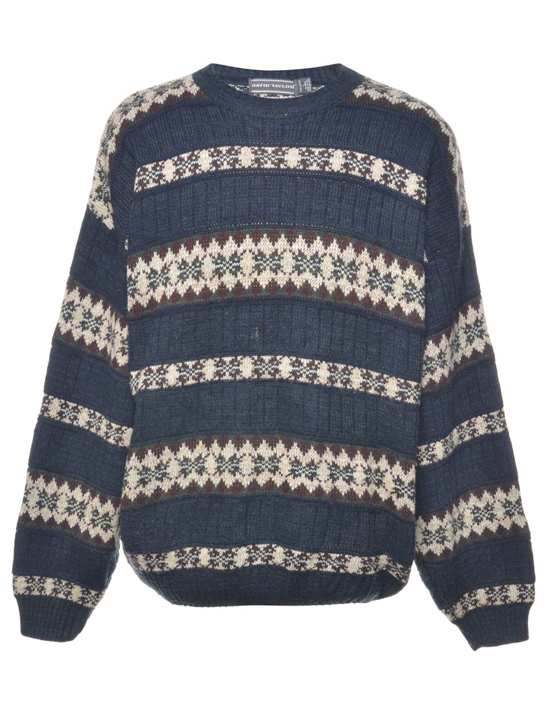 Striped Navy Jumper - L