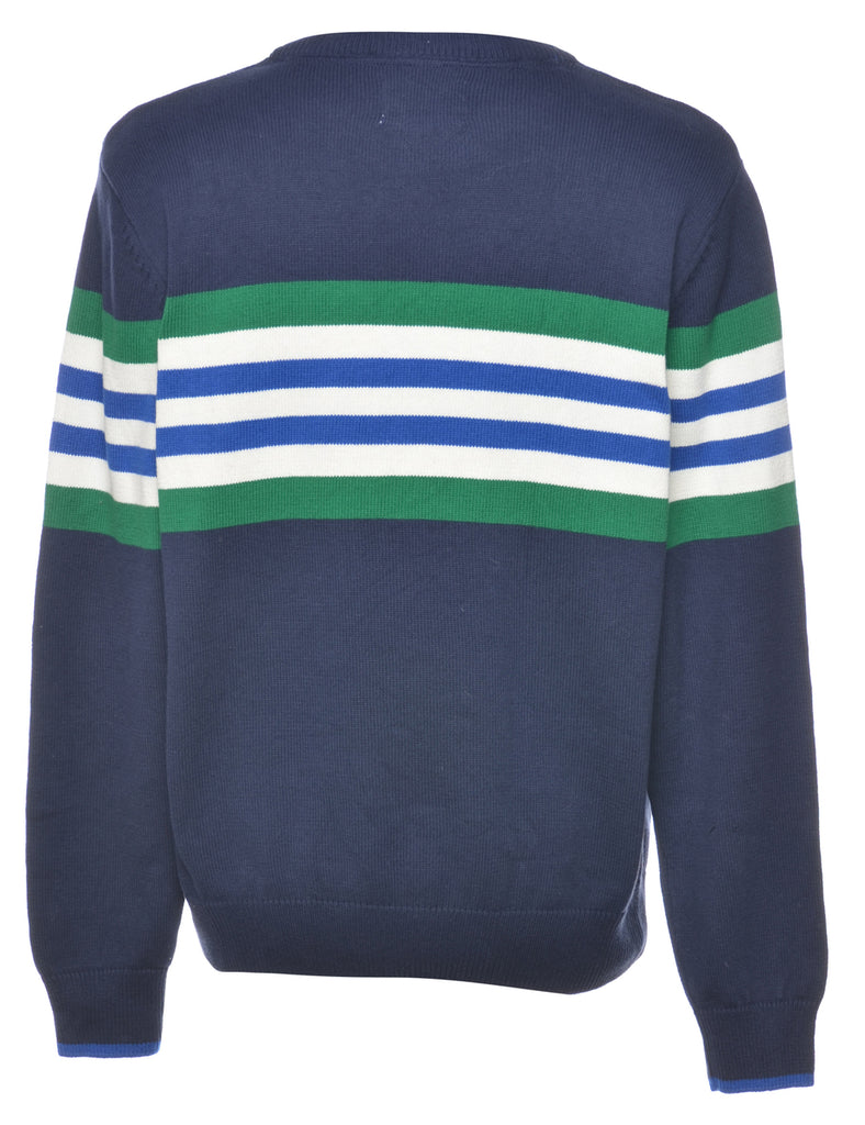 Striped Navy Jumper - L