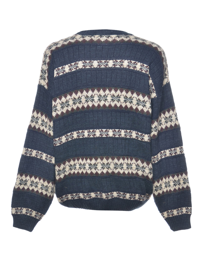 Striped Navy Jumper - L