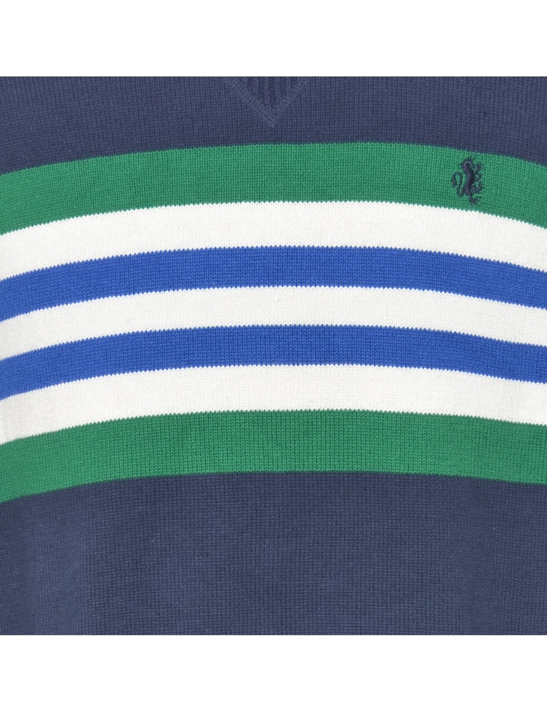 Striped Navy Jumper - L