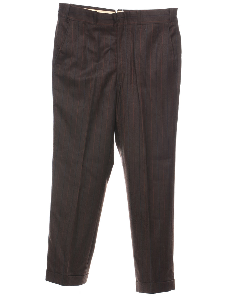 Striped Pattern Brown  Trousers - W34 L29