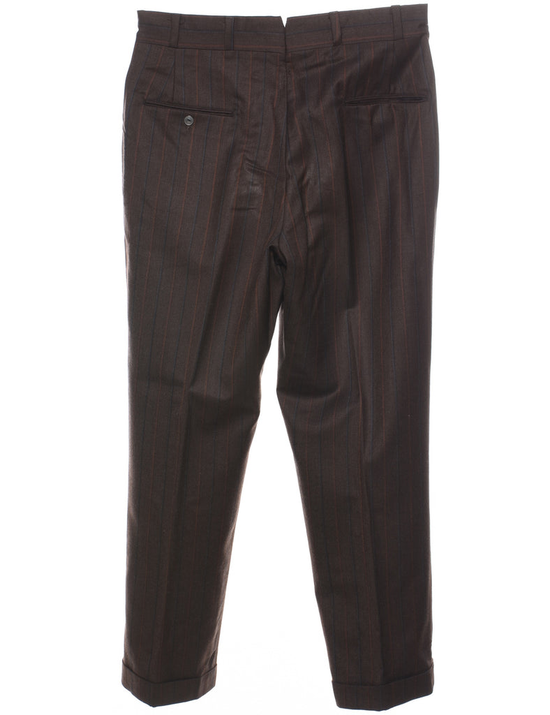 Striped Pattern Brown  Trousers - W34 L29