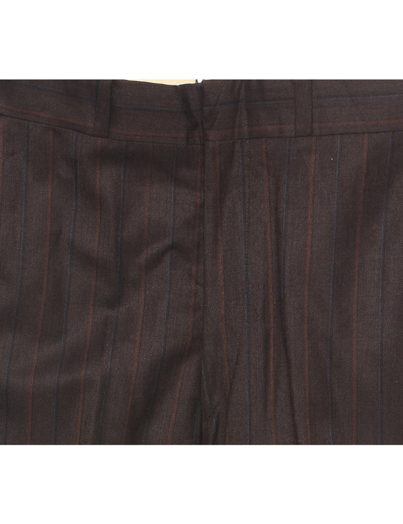 Striped Pattern Brown  Trousers - W34 L29