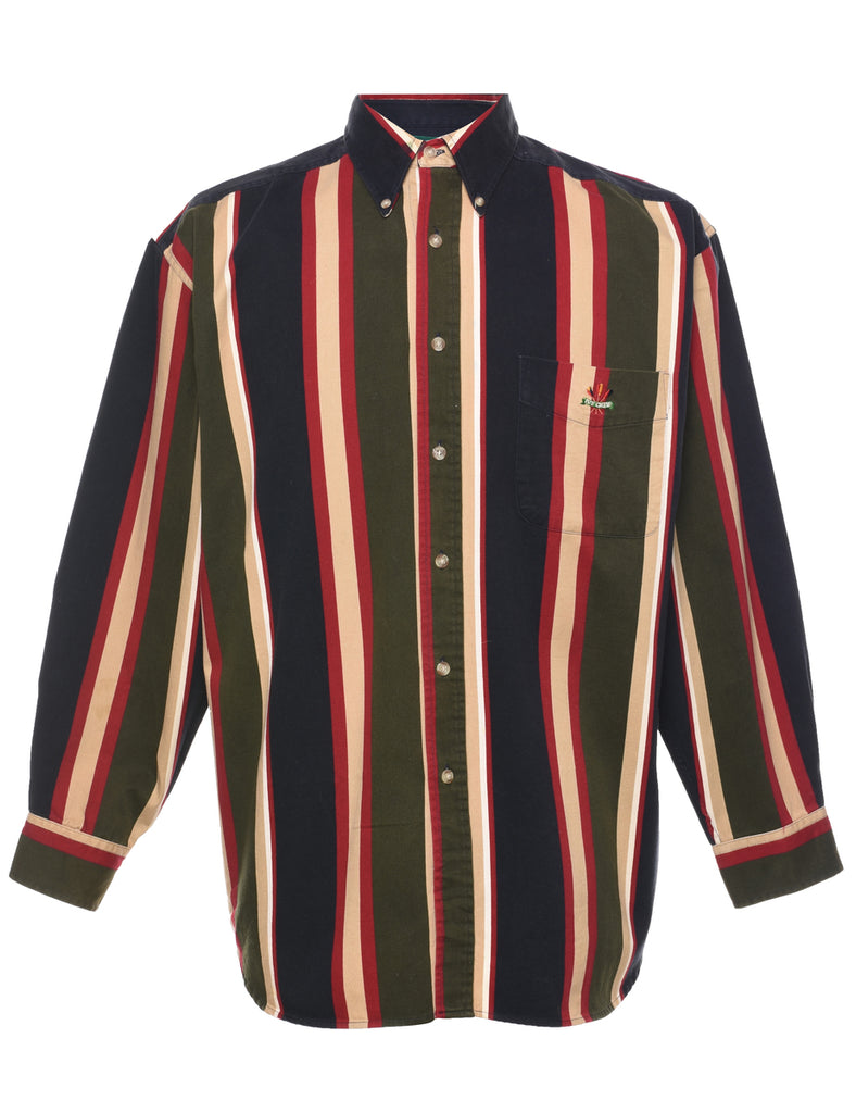 Striped Pattern Denim Shirt - L