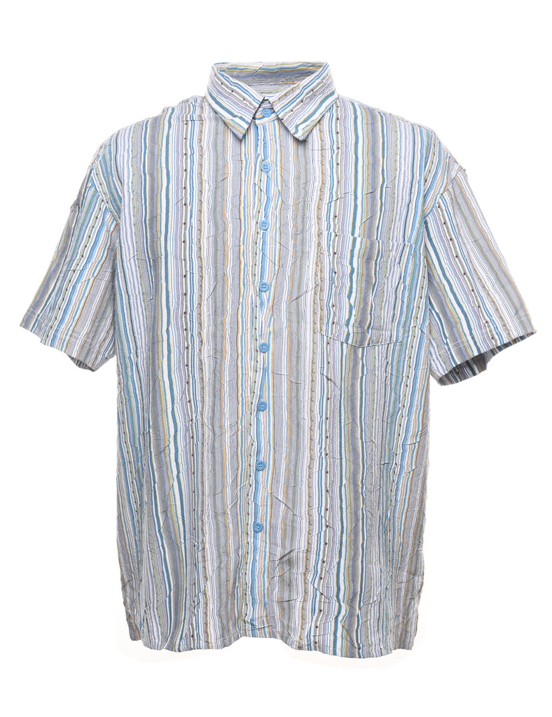 Striped Short Sleeve 1990s Shirt - L