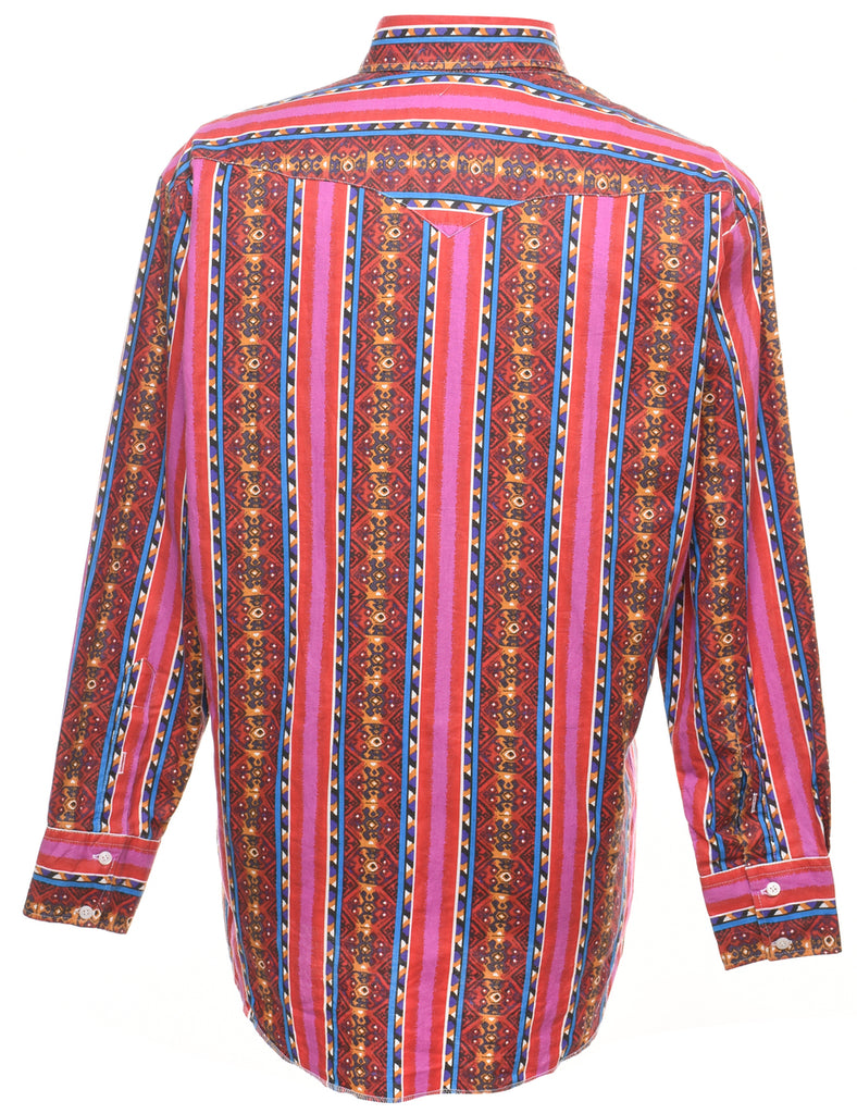 Striped Western Multi-Colour Patterned Shirt - L