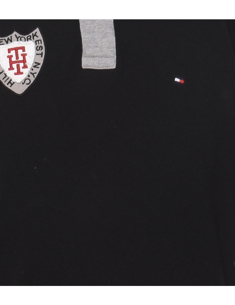 Tommy Hilfiger Black Embroidered Polo Shirt - L