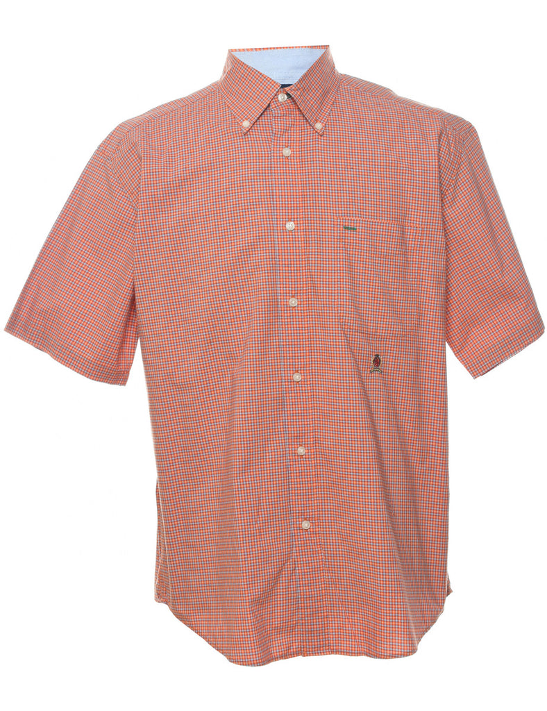 Tommy Hilfiger Checked Orange Short Sleeve Shirt - M