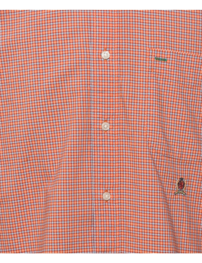 Tommy Hilfiger Checked Orange Short Sleeve Shirt - M