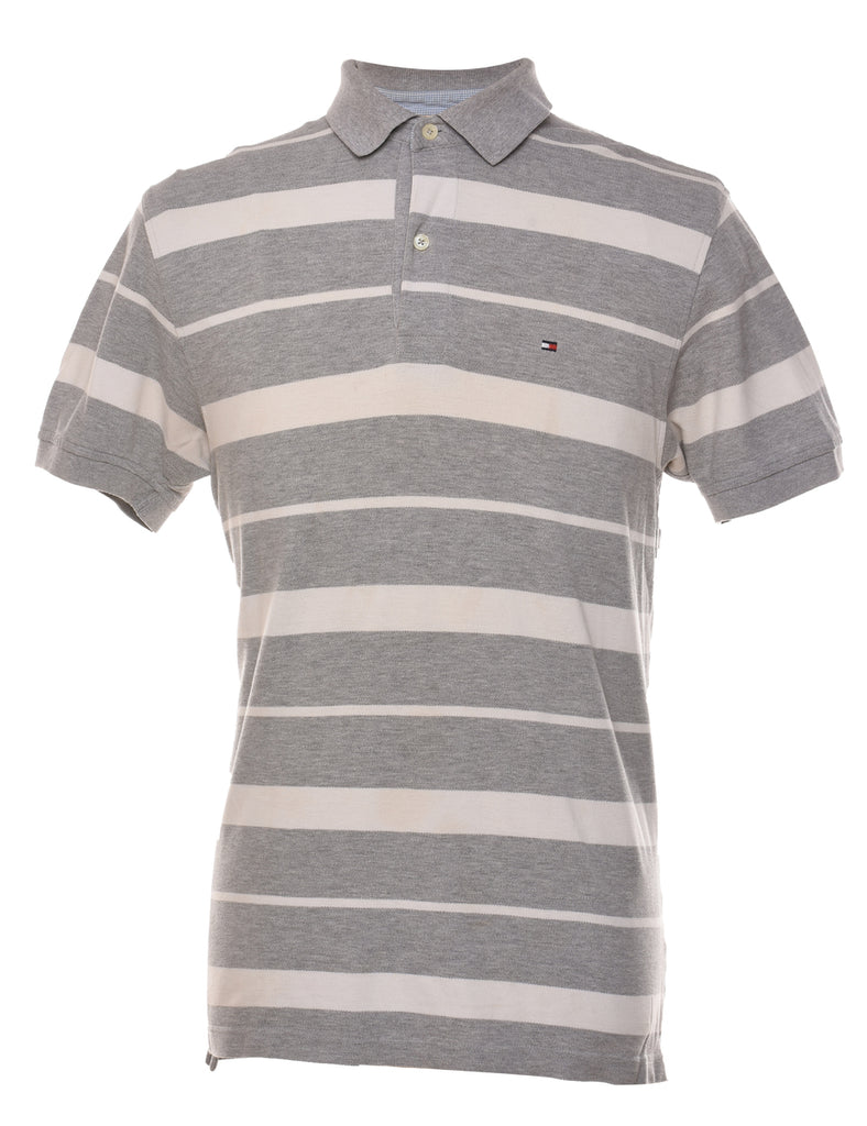 Tommy Hilfiger Grey Striped Polo Shirt - M