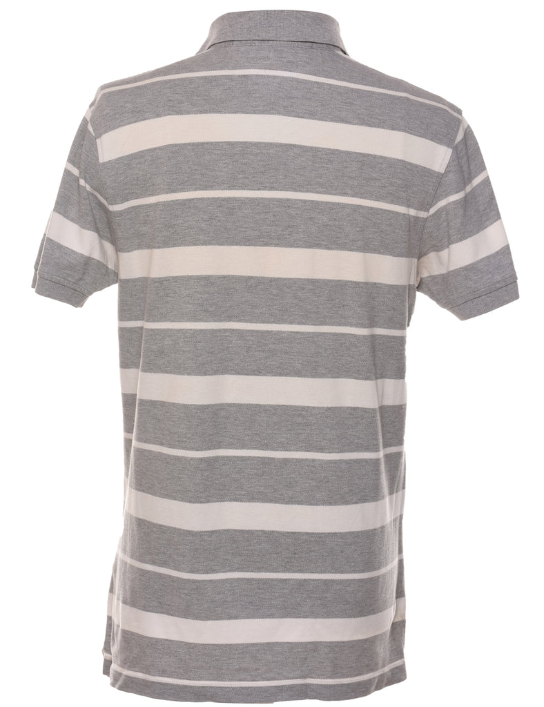 Tommy Hilfiger Grey Striped Polo Shirt - M