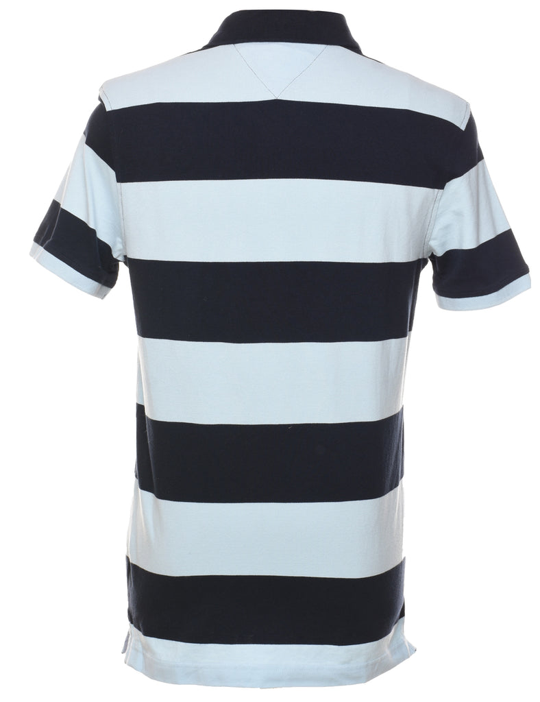 Tommy Hilfiger Navy & Light Blue Striped Polo Shirt - L