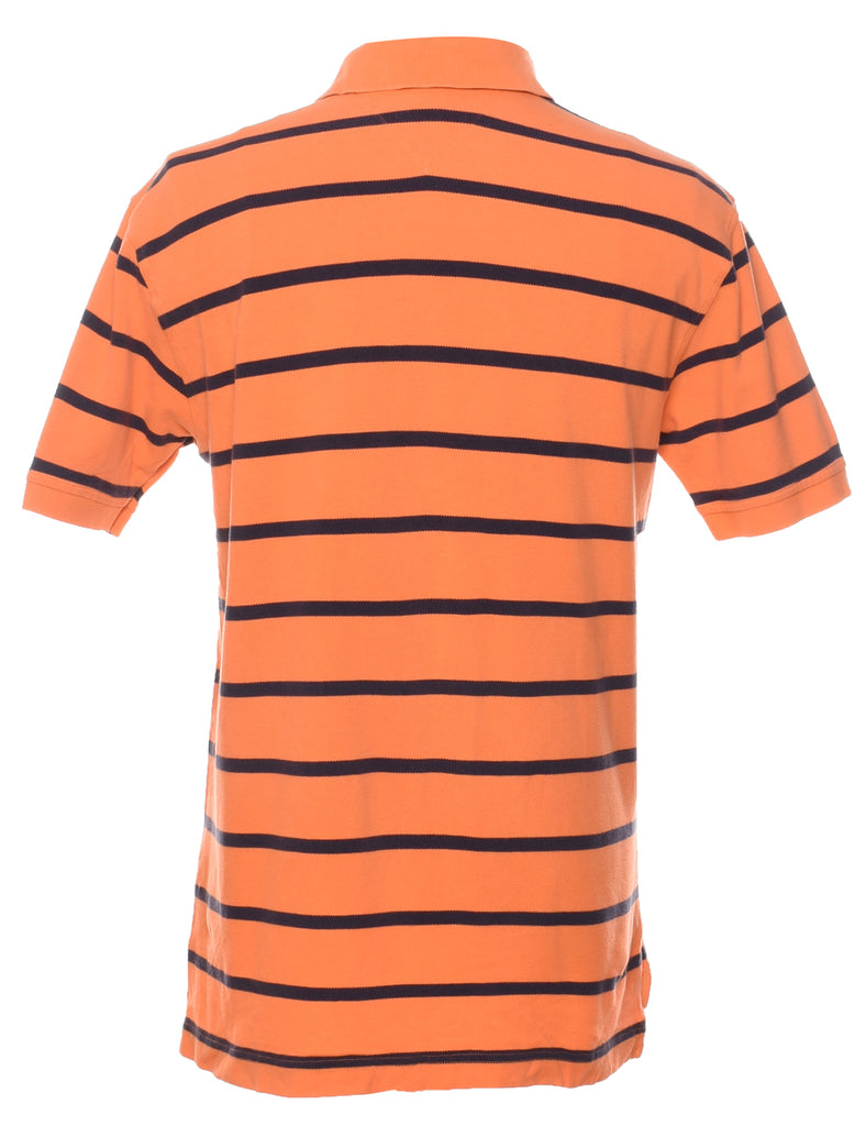 Tommy Hilfiger Navy & Orange Striped Polo Shirt - L