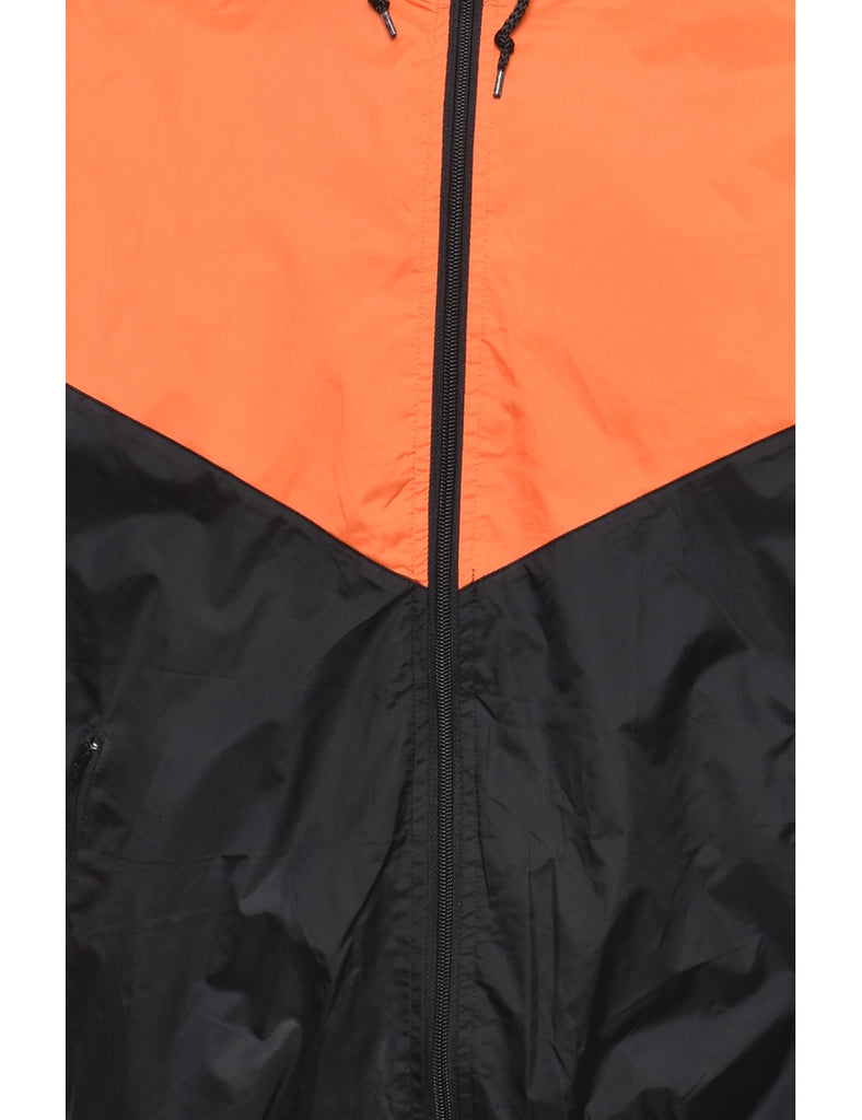 Two-Tone Black & Orange Contrast Nylon Jacket - L