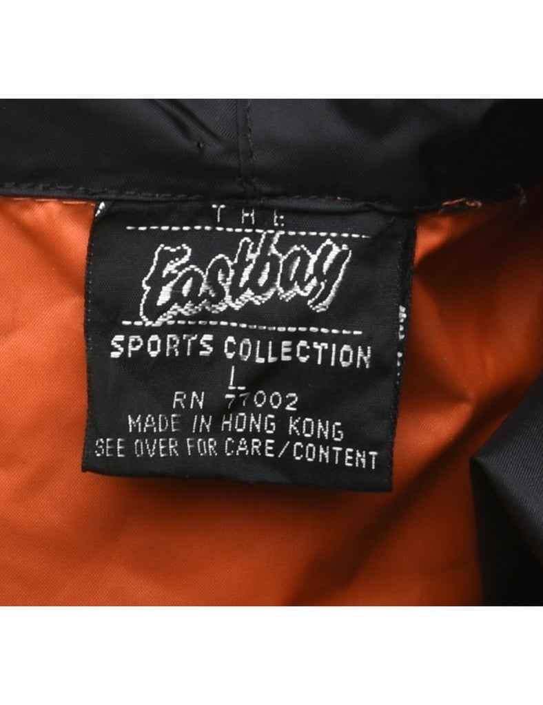 Two-Tone Black & Orange Contrast Nylon Jacket - L