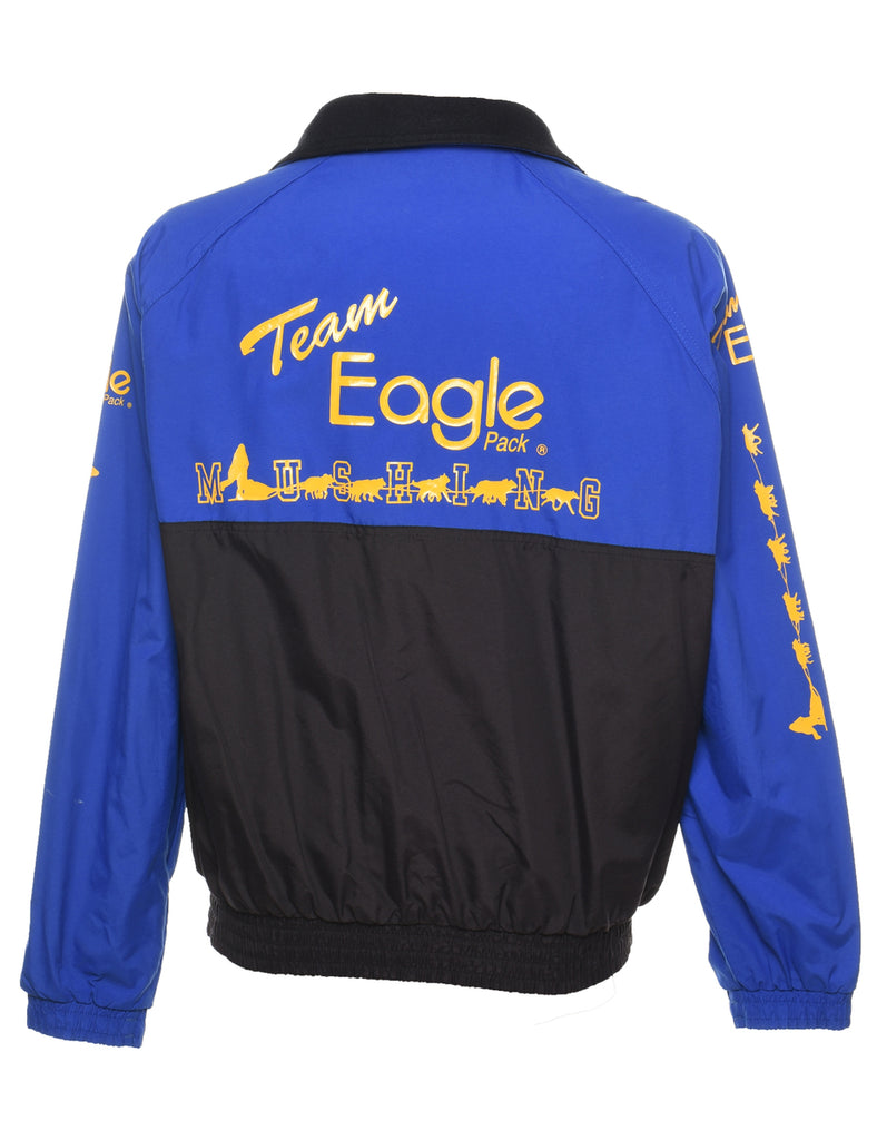 Two Tone Blue & Yellow Printed Team Eagle Nylon Jacket - L