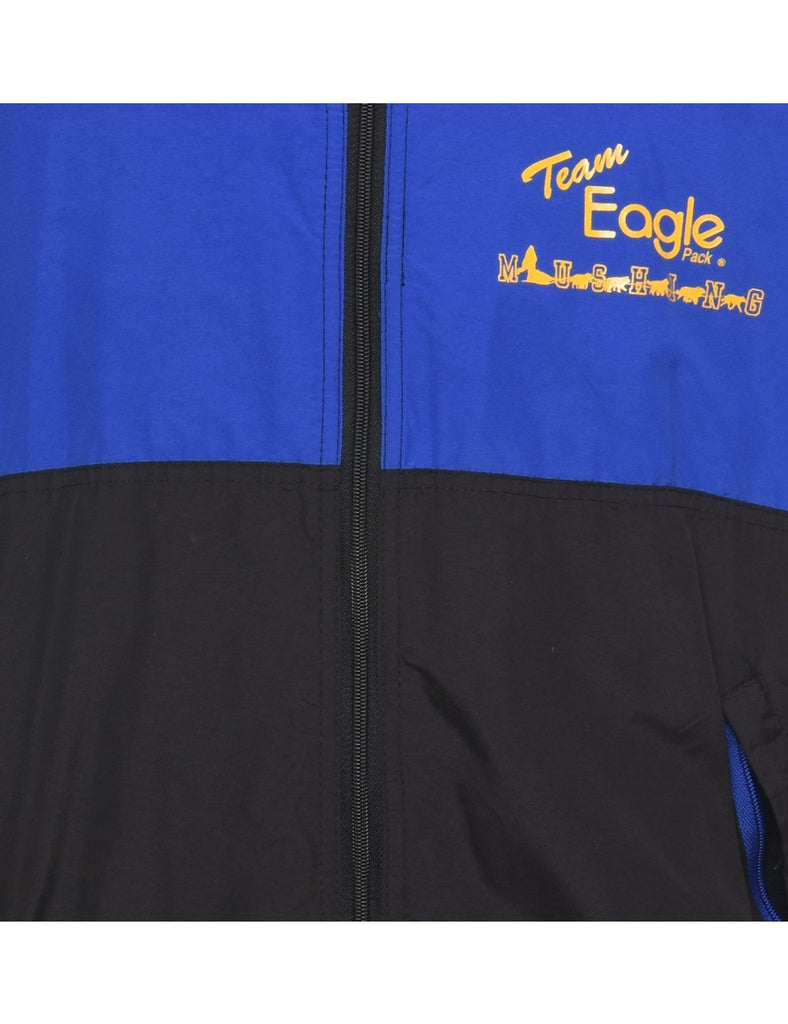 Two Tone Blue & Yellow Printed Team Eagle Nylon Jacket - L