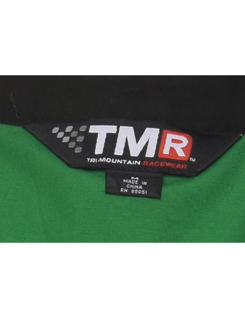 Two-Tone Green & Black Denim Shirt - M