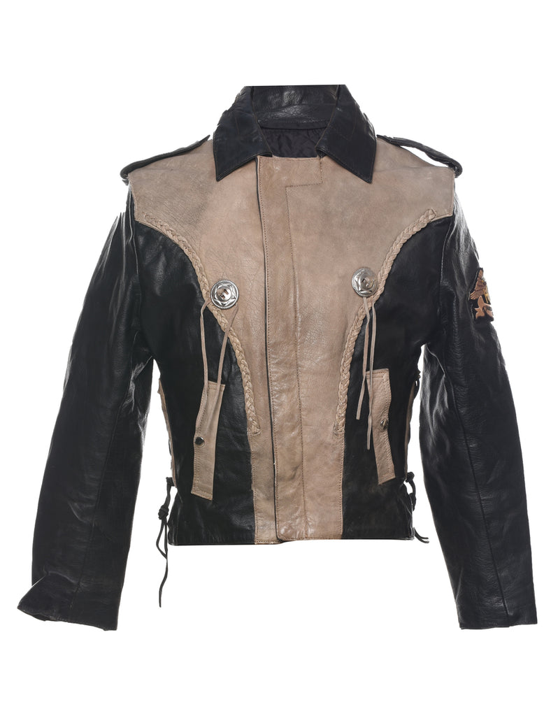 Two Tone Leather Jacket - M