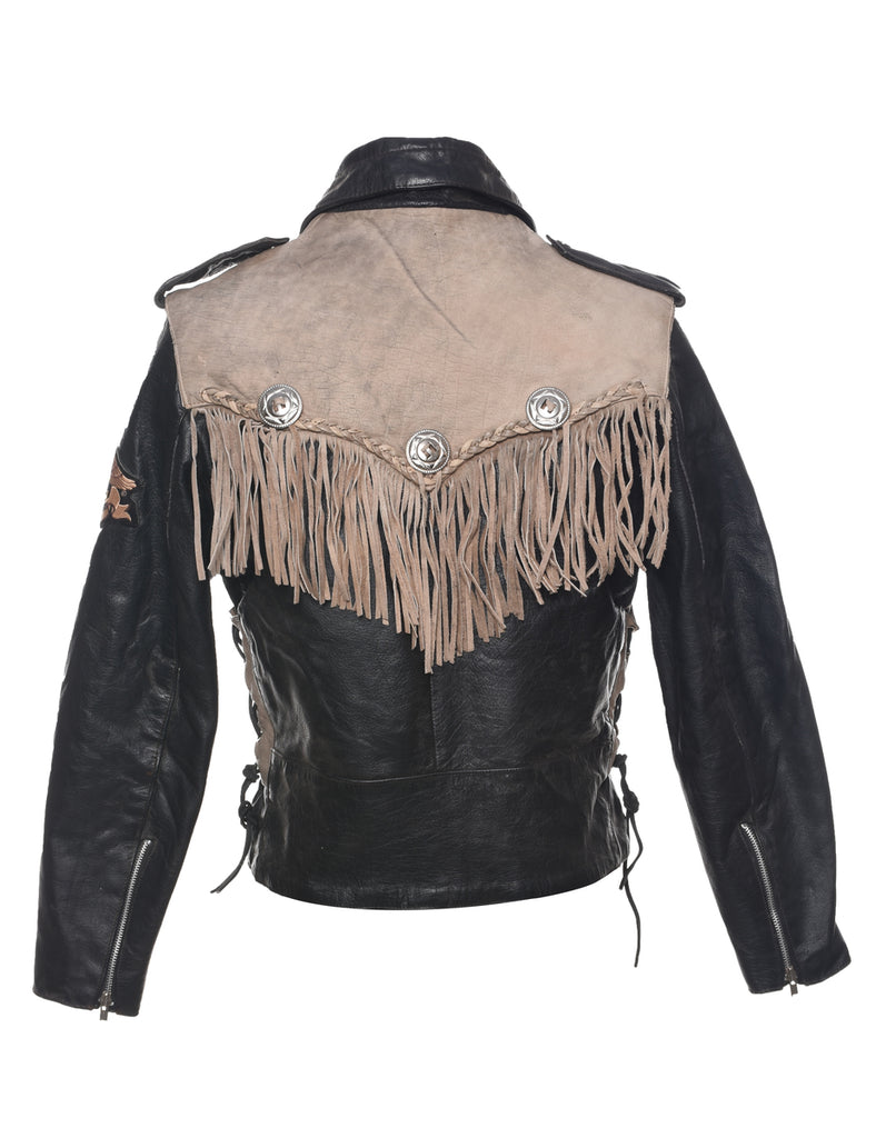 Two Tone Leather Jacket - M