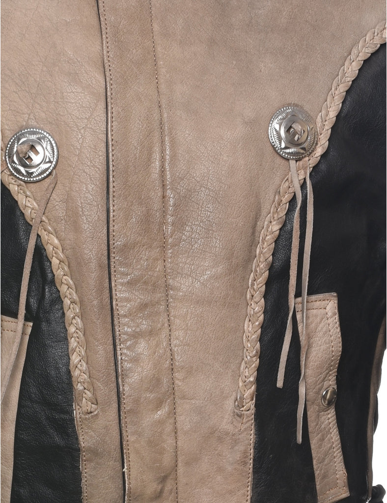 Two Tone Leather Jacket - M