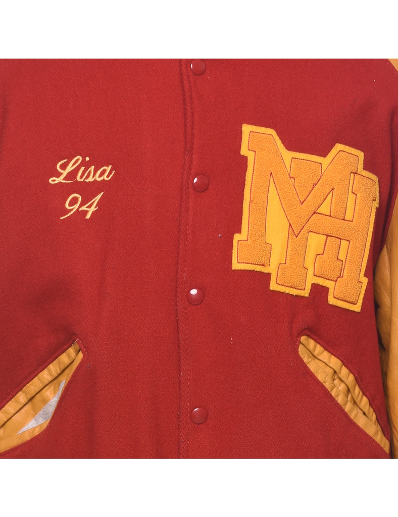 Two Tone Letterman Bomber Jacket - M