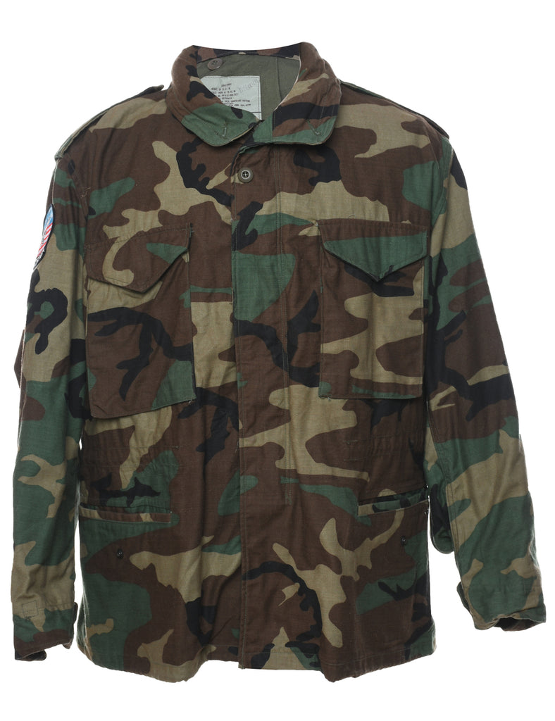 Woodland Camouflage Print U.S Army Military Jacket - L