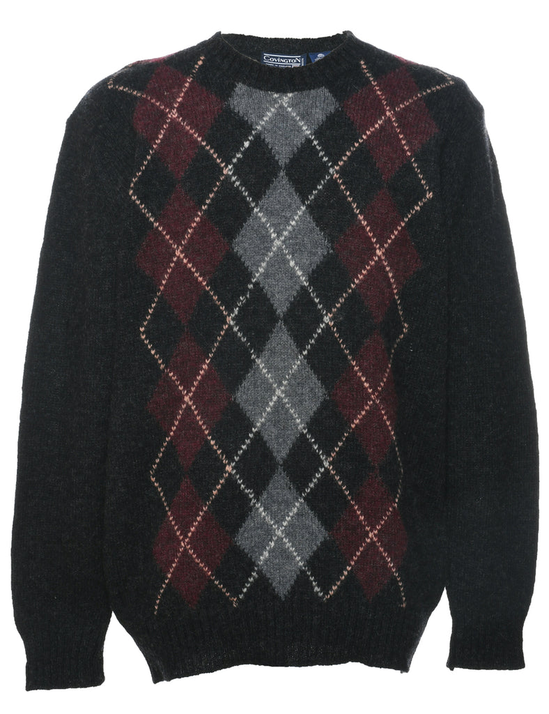 Wool Argyle Jumper - L