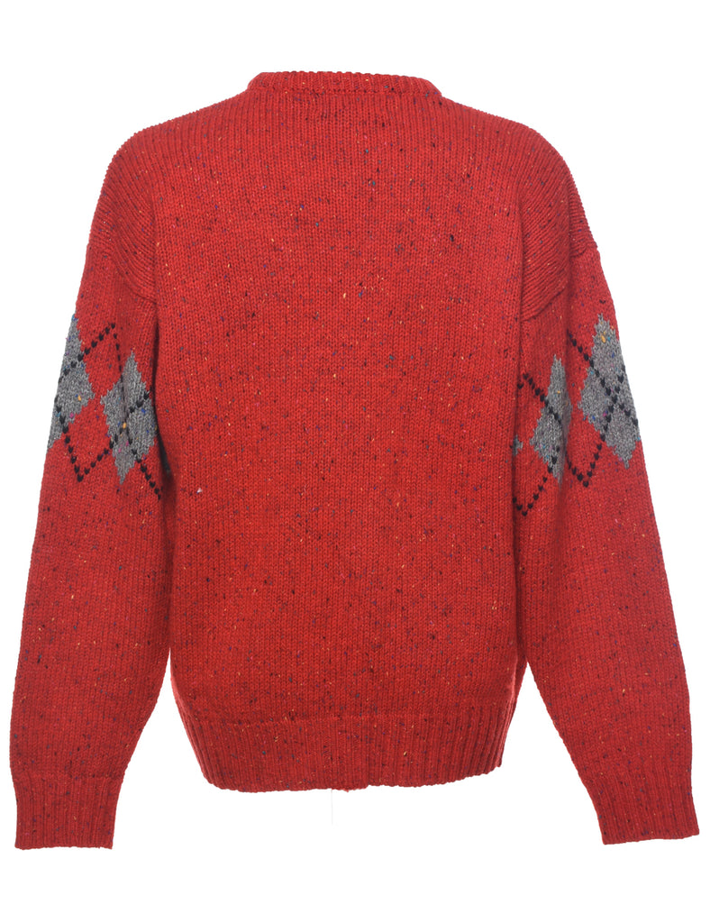 Wool Argyle Jumper - L