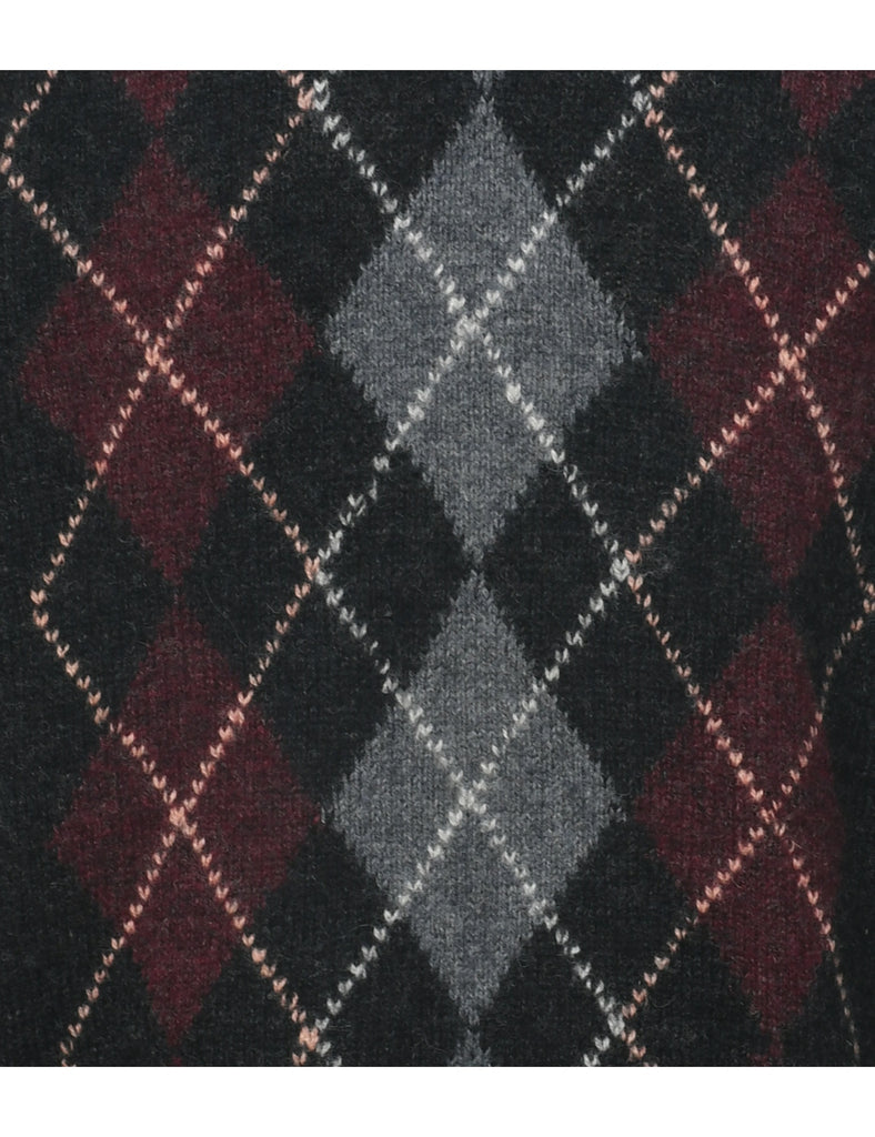 Wool Argyle Jumper - L