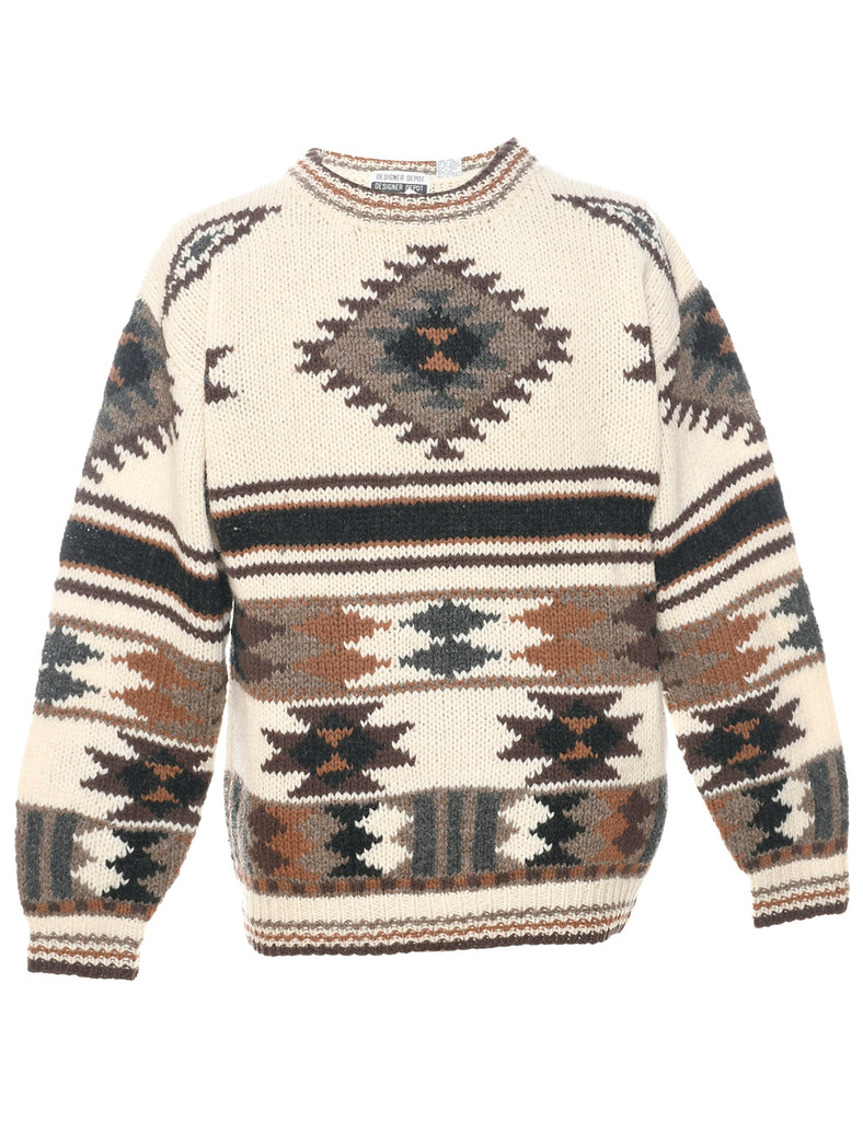 Wool Aztec Print Jumper - M