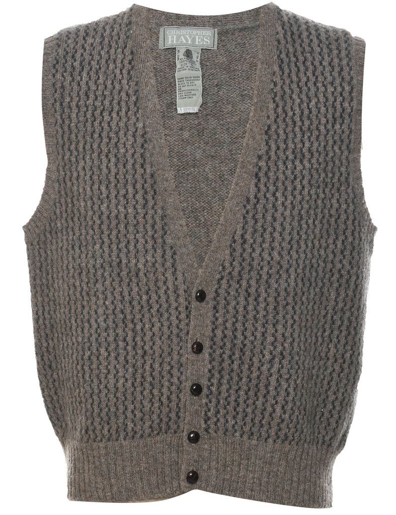 Wool Button Through Sweater Vest - L