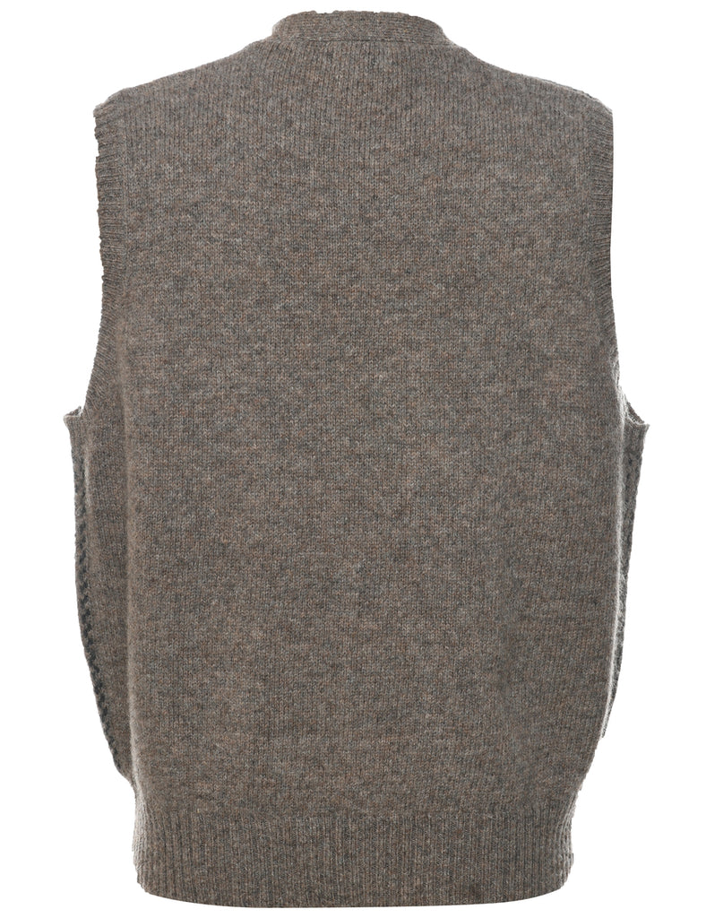 Wool Button Through Sweater Vest - L