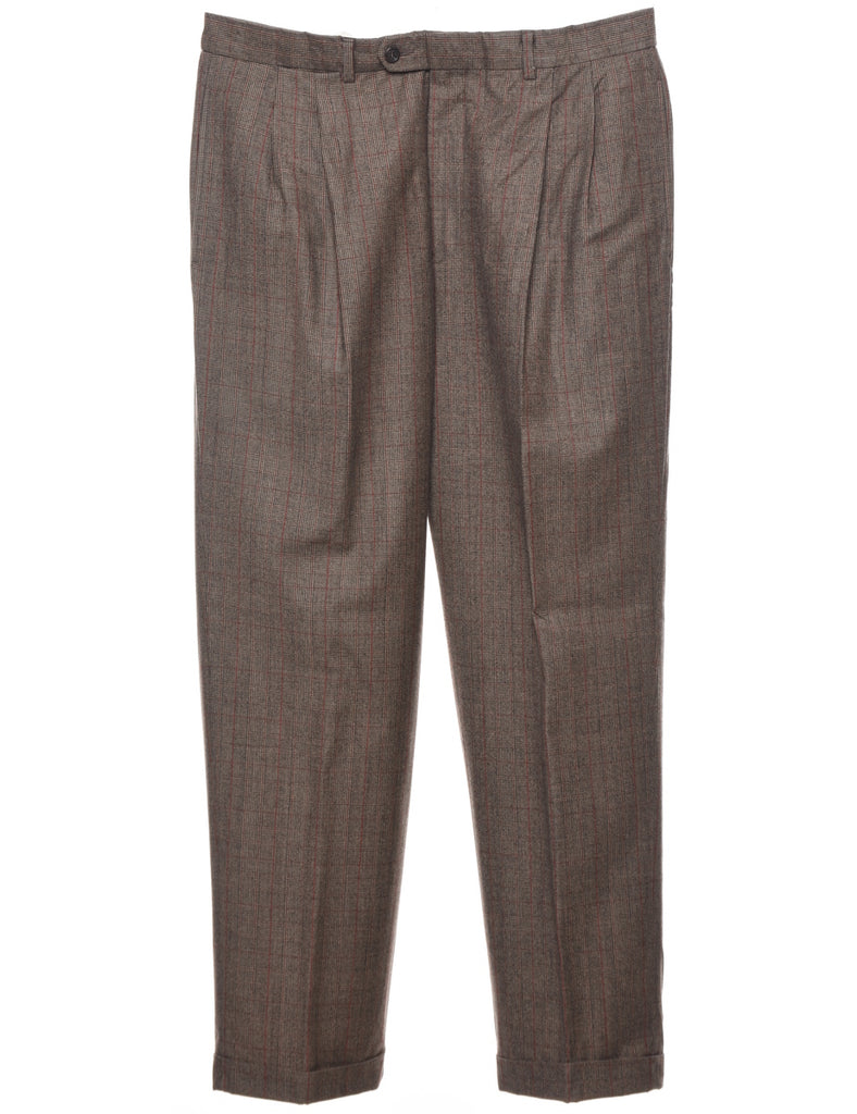 Wool Checked Pattern Trousers - W34 L30