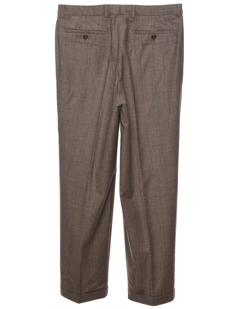 Wool Checked Pattern Trousers - W34 L30