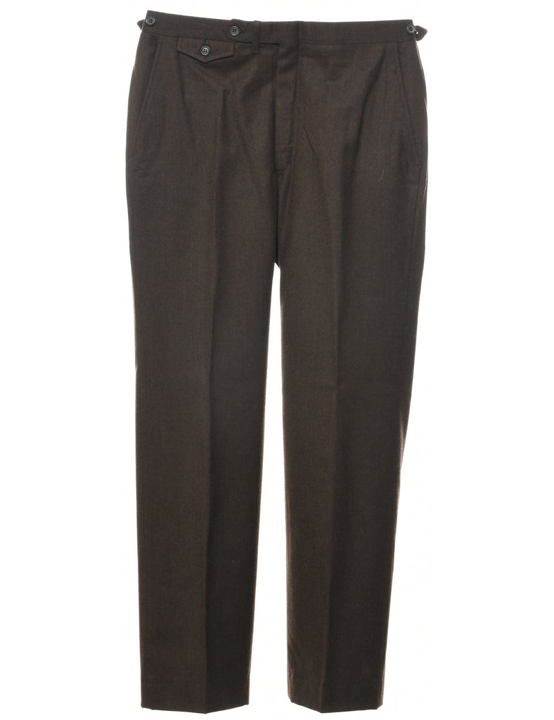 Wool Dark Brown Trousers - W34 L31