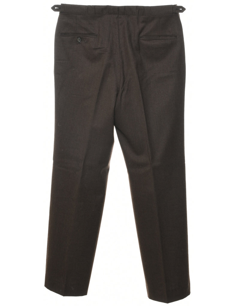 Wool Dark Brown Trousers - W34 L31