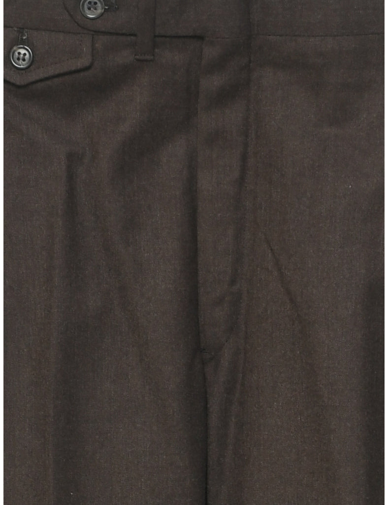 Wool Dark Brown Trousers - W34 L31